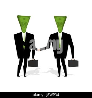 L'argent les gens font affaire. College. Poignée de trésorerie. contrat entre les gestionnaires. Accord entre des sacs d'argent. Paquet de dollars de busin Illustration de Vecteur