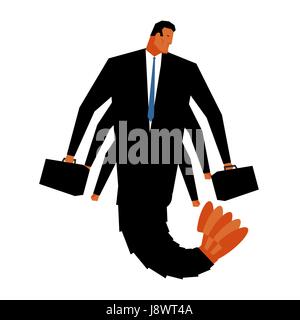 Office de Tourisme de plancton. L'homme en costume noir Crevette . pagurian manager with briefcase Illustration de Vecteur