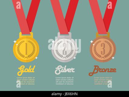 Or argent et bronze l'infographie. Style plat vector illustration Illustration de Vecteur