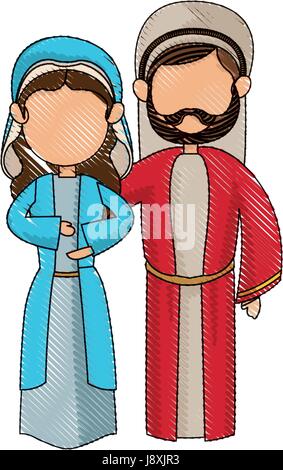 Cartoon Vierge Marie et Joseph image manager Illustration de Vecteur