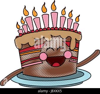 Joyeux Anniversaire Gateau Kawaii Image Vectorielle Stock Alamy