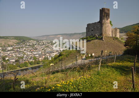 Mosel, ruine, Rhénanie-Palatinat, chateau, château, tour, historique, Banque D'Images