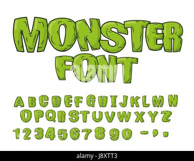 Monster police. Effrayant vert lettres. Vector alphabet. Abc en direct Illustration de Vecteur