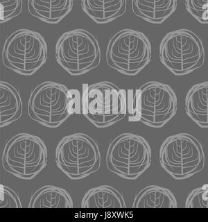 Modèle sans couture décorative dessins de cercles. Les arbres gris sur un fond sombre. Vintage Vector ornament Illustration de Vecteur