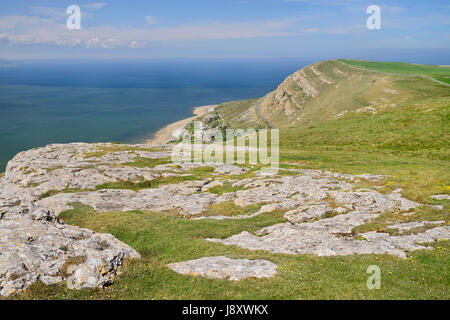 Pays de Galles, Llandudno, grand orme pointe sommet. Banque D'Images