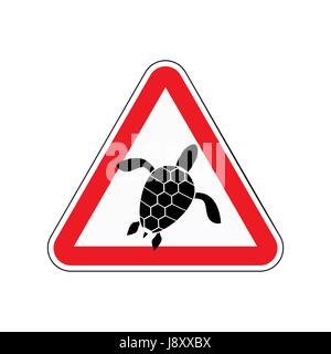 Le signe de danger tortue. Attention ici vivent reptiles marins. Triangle rouge vecteur Illustration de Vecteur