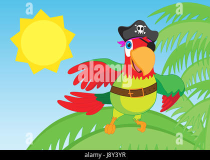 Perroquet pirate à travers - jpg illustration Banque D'Images