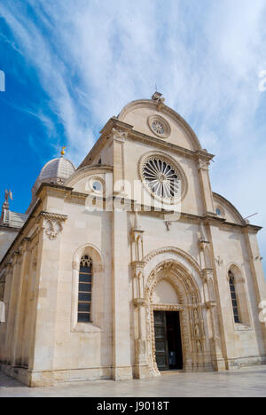 Sv Katedrala Sveti Jakov, Jakova, cathédrale de Saint James, Trg Republike Hrvatske, vieille ville de Sibenik, Dalmatie, Croatie Banque D'Images