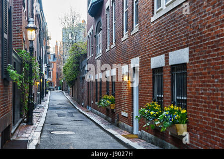 À l'arrière-cour du quartier Beacon Hill dans le centre-ville de Boston, MA, USA. Banque D'Images