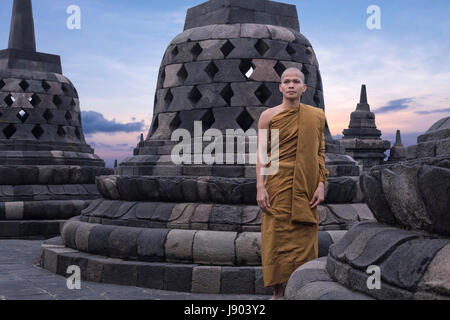 Temple de Borobudur, Magelang, Java, Indonésie, Asie Banque D'Images