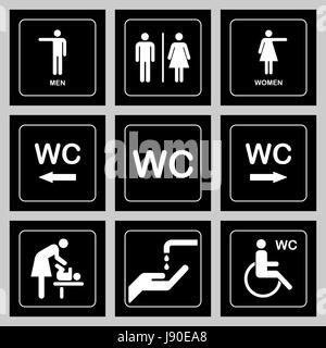 Plaque de porte Toilettes / WC icons set. Les hommes et les femmes des toilettes WC signe pour. Illustration de Vecteur