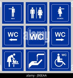Plaque de porte Toilettes / WC icons set. Les hommes et les femmes des toilettes WC signe pour. Illustration de Vecteur