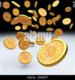 Pièce d'or bitcoin image de rendu 3D Banque D'Images