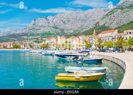 Promenade en bord de mer, Marineta, Makarska, Dalmatie, Croatie Banque D'Images