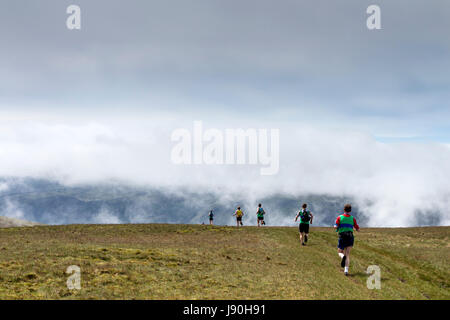 Passage des Coureurs est tombé le sommet de Clough Head pendant l'Helvellyn et le Dodds a diminué la race, Lake District, Cumbria, Royaume-Uni Banque D'Images