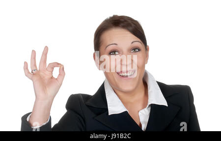 Businesswoman showing ok sign Banque D'Images