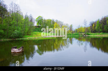 L Étang à Iam Cohelo Traku parc public à Vilnius, Lituanie. Banque D'Images