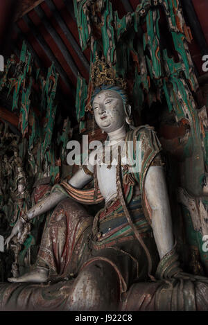 Hall d'un mille bouddhas, Shuanglin Temple, un grand temple bouddhiste de la dynastie Ming, Pingyao, Shanxi Province, China Banque D'Images