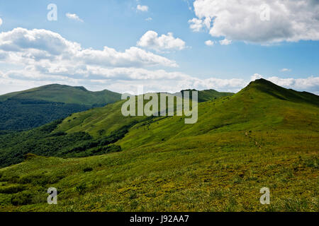 Hill, national, polish, lustrage, réserver, montagne, pelouse, vert, bleu, à pied, Banque D'Images