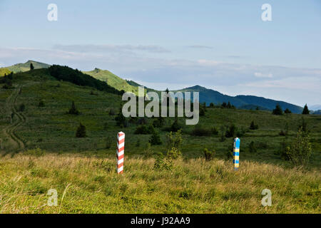 Hill, national, polish, lustrage, réserver, montagne, pelouse, vert, bleu, à pied, Banque D'Images