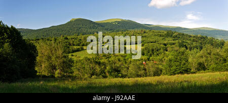 Hill, national, polish, lustrage, réserver, montagne, pelouse, vert, bleu, à pied, Banque D'Images