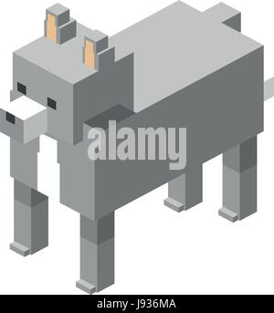 Loup animal jouet en plastique modulaire lego briques et blocs Illustration de Vecteur