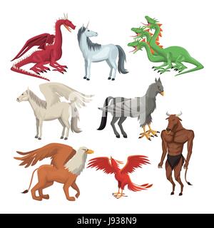 Haut en créatures mythologiques grecs des animaux Illustration de Vecteur