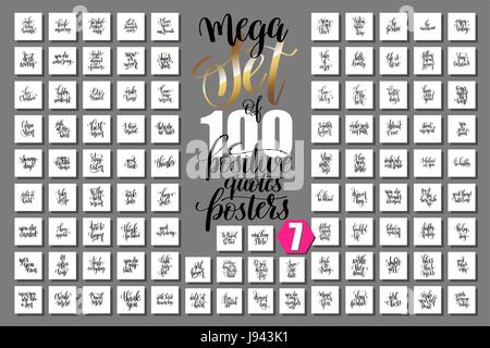 Mega jeu de 100 affiches citations positives Illustration de Vecteur