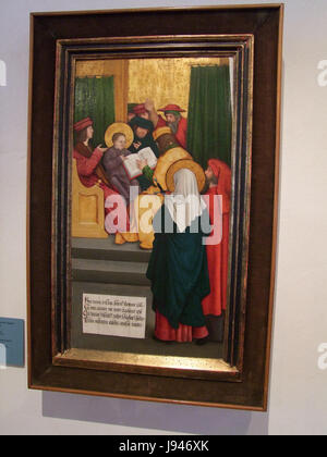 Zwoelfjaehriger Jesus im Tempel, peint par Bernhard Strigel, représente Jésus, âgé de douze ans, dans le Temple, illustrant un moment clé de l'iconographie chrétienne. Banque D'Images