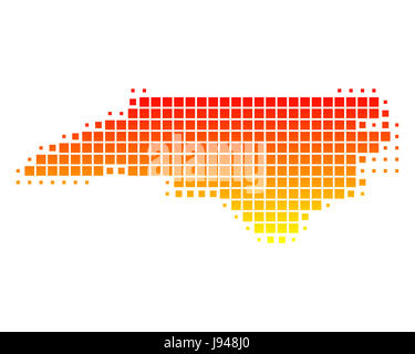 Carte de Caroline du Nord. Banque D'Images