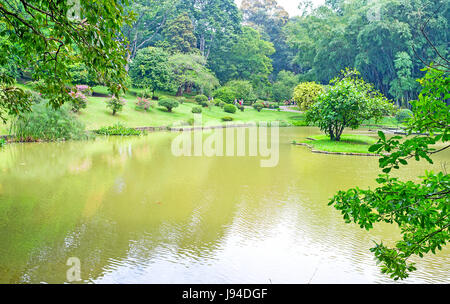 PERADENIYA, SRI LANKA - le 28 novembre 2016 : Le petit lac est l'un des plus lieux préférés parmi les habitants et les touristes, le 28 novembre à Peradeniya. Banque D'Images