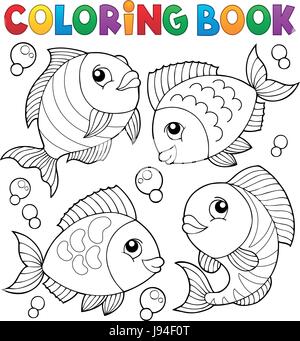 Livre à colorier le poisson Thème 4 - eps10 vector illustration. Illustration de Vecteur