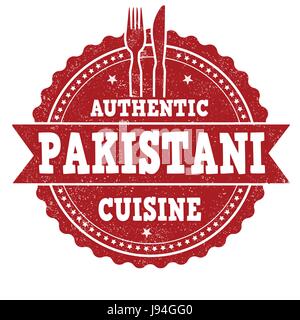 Cuisine pakistanaise grunge tampons sur fond blanc, vector illustration Illustration de Vecteur