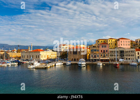 Vieille ville de Chania en Crète, Grèce. Banque D'Images