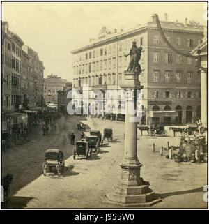 Cette carte de 1880 de Trieste, une ville portuaire clé en Italie, montre le paysage urbain et les zones environnantes. Il souligne le développement de la ville à la fin du XIXe siècle, période marquée par la croissance industrielle et culturelle. Banque D'Images