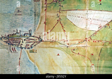 Une carte historique de Rapperswil et Jona de 1804, illustrant le tracé géographique et les caractéristiques importantes de la ville suisse au début du XIXe siècle. Banque D'Images