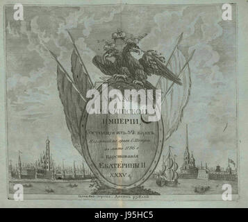 Cette page de titre est tirée du 'petit atlas de l'Empire russe' publié en 1796. Il offre une représentation cartographique précoce des vastes territoires de la Russie à la fin du XVIIIe siècle. Banque D'Images