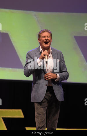 Bonn, Allemagne. 4 juin, 2017. David Hasselhoff (Baywatch, Knight Rider) à la FedCon 26, la plus grande Convention de Star Trek, invite des célébrités et fans de se rencontrer dans des séances de signature et de panneaux. La FedCon 26 juin 2017 a eu lieu de 2 à 5. Photo : Markus Wissmann/Alamy Live News Banque D'Images