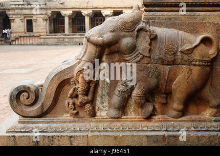 L'Inde, Temple Brihadeeswarar est un temple hindou dédié à Shiva situé à Mumbai dans l'état indien du Tamil Nadu (UNESCO) Banque D'Images