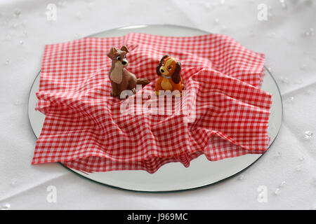 Lady and the Tramp Disney décoration de table de mariage Banque D'Images