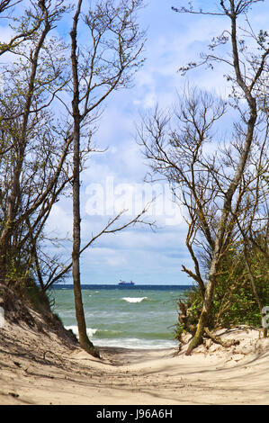 La plage de sable de bateau de la côte photo Banque D'Images