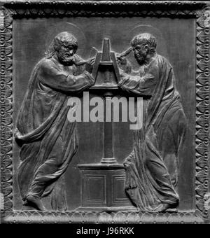 Une image ou une référence historique à la 'Porta degli Apostoli' et à ses caractéristiques, peut-être liée à l'architecture religieuse ou à une œuvre d'art intitulée 'Fomella 08'. Banque D'Images