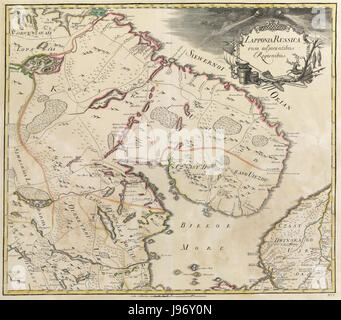 La carte de l'Empire russe de 1745, écrite en latin, offre une vue historique de l'étendue territoriale et du paysage politique de l'empire au milieu du XVIIIe siècle, mettant en évidence les régions et provinces clés. Banque D'Images