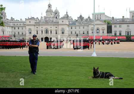 Les membres de la Division à la personne de répéter la parade la couleur à Londres le 31 mai 2017. La cérémonie pour l'anniversaire de la Reine est le 17 juin Banque D'Images