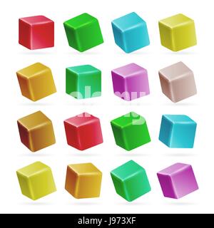 3d Cube coloré vecteur. Les modèles d'un point de vue vide Cube isolé sur blanc. Jouets enfant jouant Illustration de Vecteur