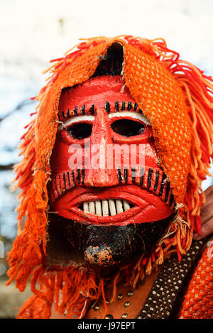 Masque en bois utilisés lors du solstice d'hiver fête. Tras-os-Montes, Portugal Banque D'Images