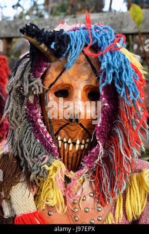 Masque en bois utilisés lors du solstice d'hiver fête. Tras-os-Montes, Portugal Banque D'Images