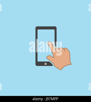 Toucher du doigt l'icône de l'écran du smartphone. Illustration de Vecteur