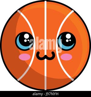 L'icône de balle de basket-ball kawaii Illustration de Vecteur