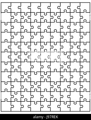 Vector illustration of white puzzle, parties séparées Banque D'Images